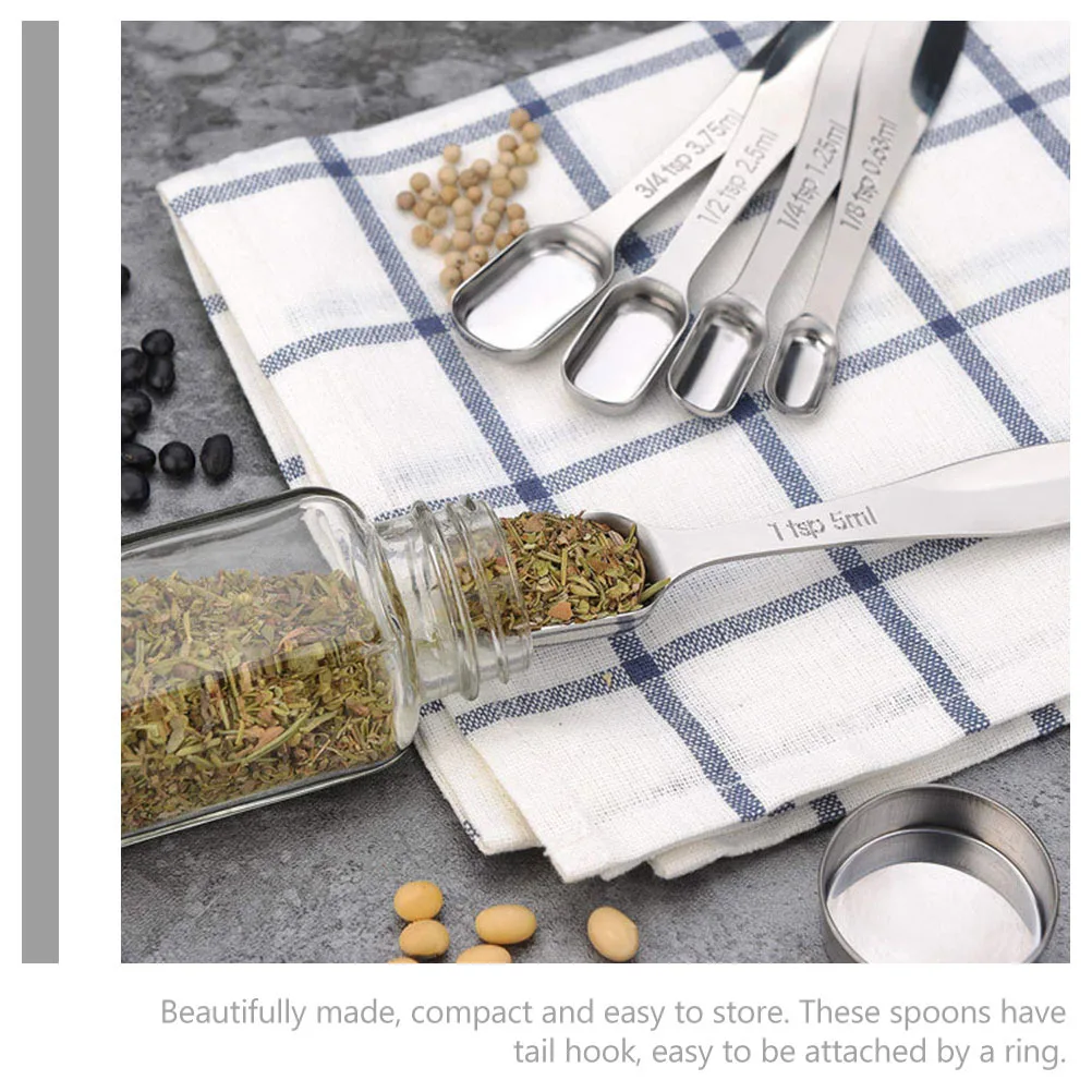

6Pcs Measuring Spoons Set Stainless Steel Multi Teaspoon Table Spoon Seasoning Baking Cooking Tools