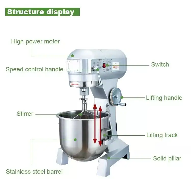 Commercial baking equipment stainless steel flour dough spiral food mixer with 10 15 20 30 40 liters