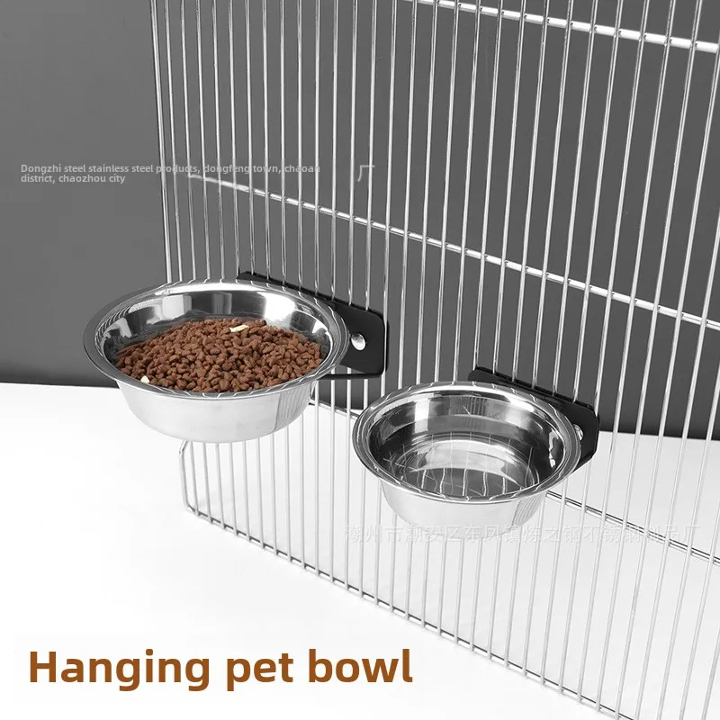 

Stainless steel pet bowl cross-border hanging food basin anti-knock fixed drinking fountain removable cat and dog pet supplies