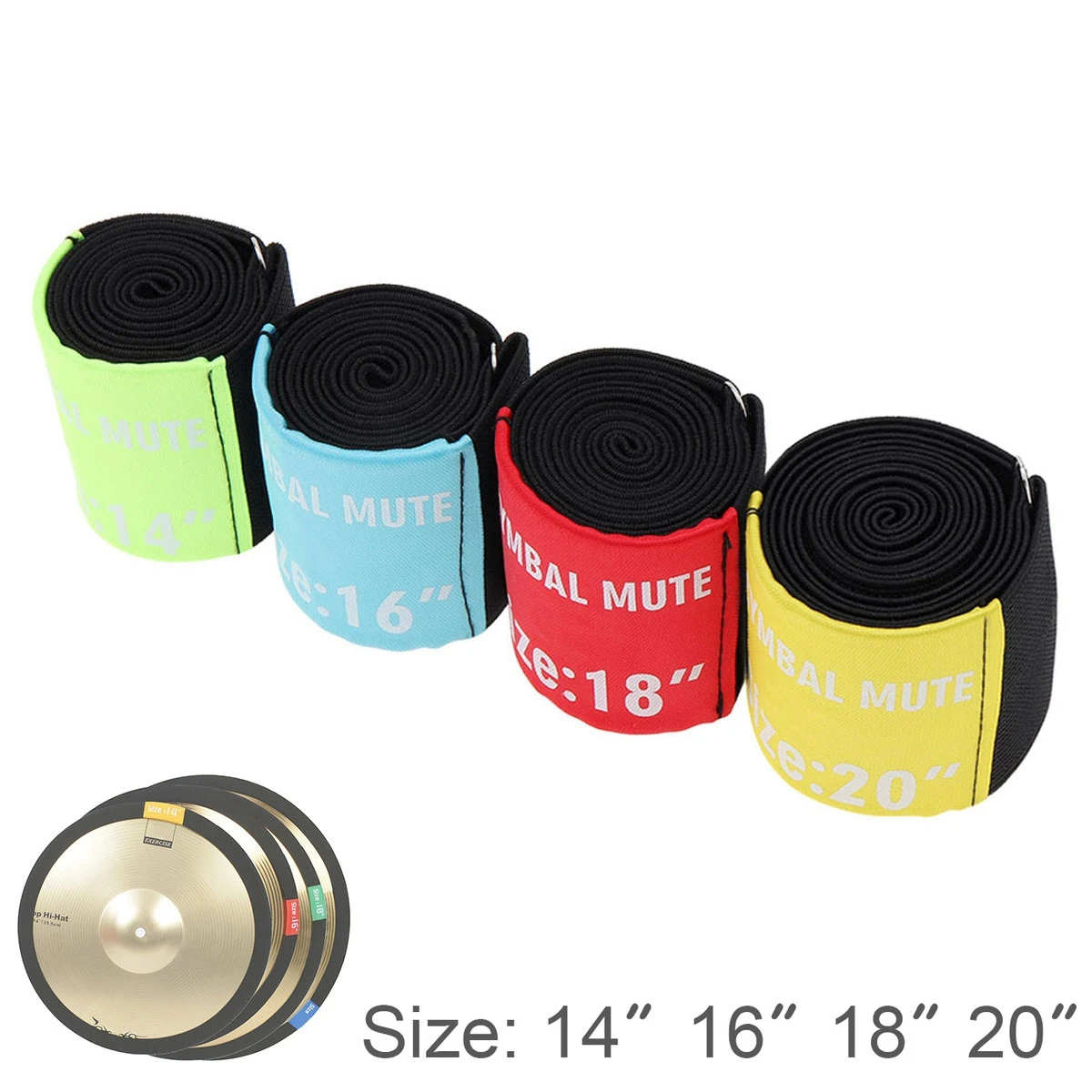 1 Piece 14 16 18 20 Inch Cymbal Mute Pad Tape Circle Ring Elastic Belt Dampener Hi-hat Drum Practice Silencer