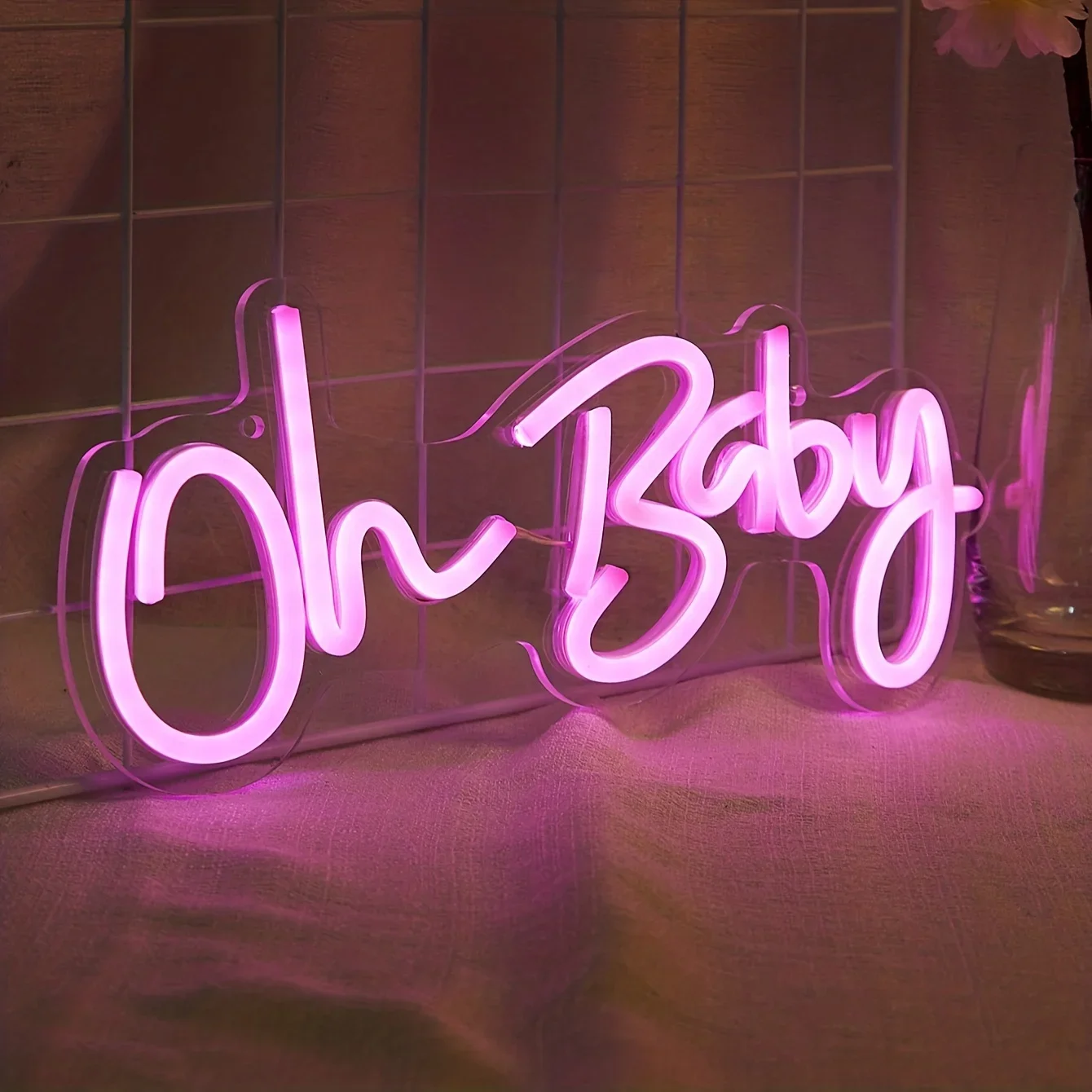 Oh Baby Neon Sign for Baby Shower Backdrop USB Dimmable LED Neon Light for Gender Reveal Wedding Birthday Party Room Decoration