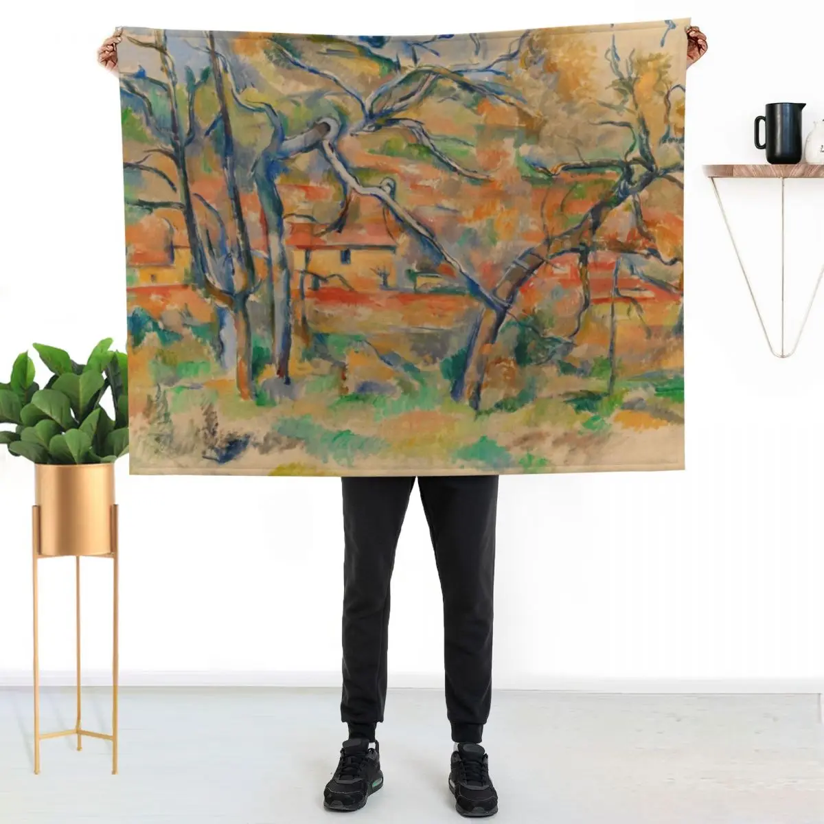 

Paul Cézanne - Trr og hus, Provence Throw Blanket Thin Soft Blanket for Summer Night Sleeping