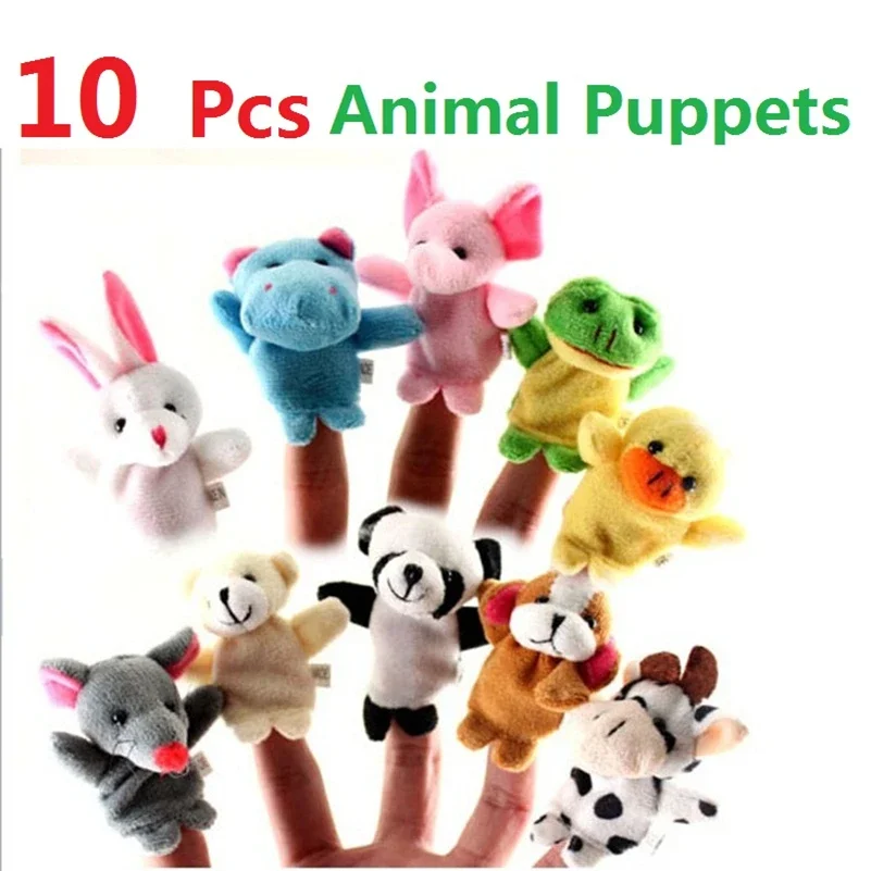 1/10 pz/lotto giocattoli di peluche per bambini Happy Family Fun Cartoon Animal Finger Puppet Hand Kid Learning & Education Toys figure regalo burattino