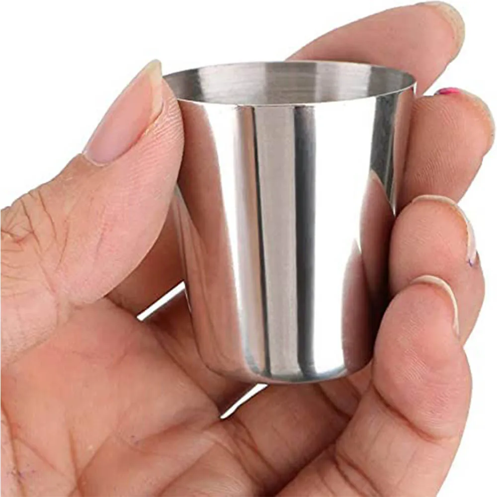 

20pcs stainless steel wine glasses Outdoor camping Coffee Tea Cup Silver Rugged Metal Shooter Suitable 30 ml