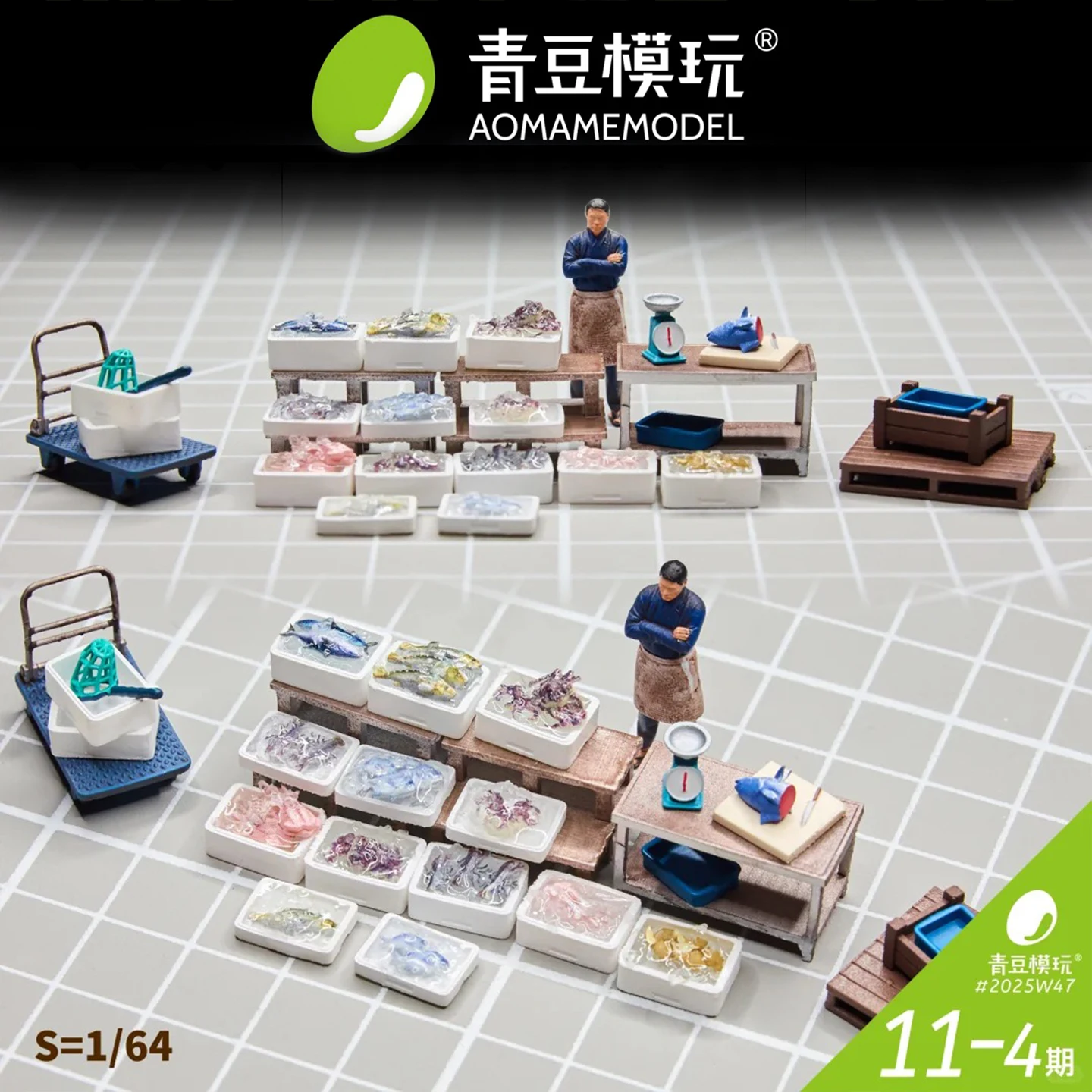 

Модель-набор Kicarmod 1/64 «Магазин с морепродуктами» — высокоточная 3D-печатная миниатюрная сцена из смолы для коллекционных подарков и диорам с моделями автомобилей