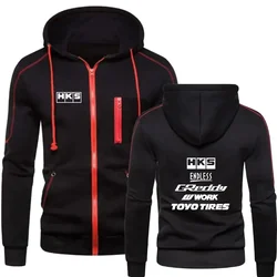 Japan JDM Modified Car HKS ENDLESS Printed Men's Sportswear Fashion Zipper Hoodie Solid Men Sportswear Casual Warm Sportswear