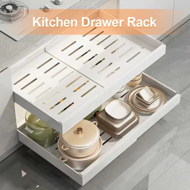 Kitchen Storage Rack With Slide Rails Pull-out Drawer Type Storage Tray Seasoning Bottle Spice Storage Cabinets Organizer Tool