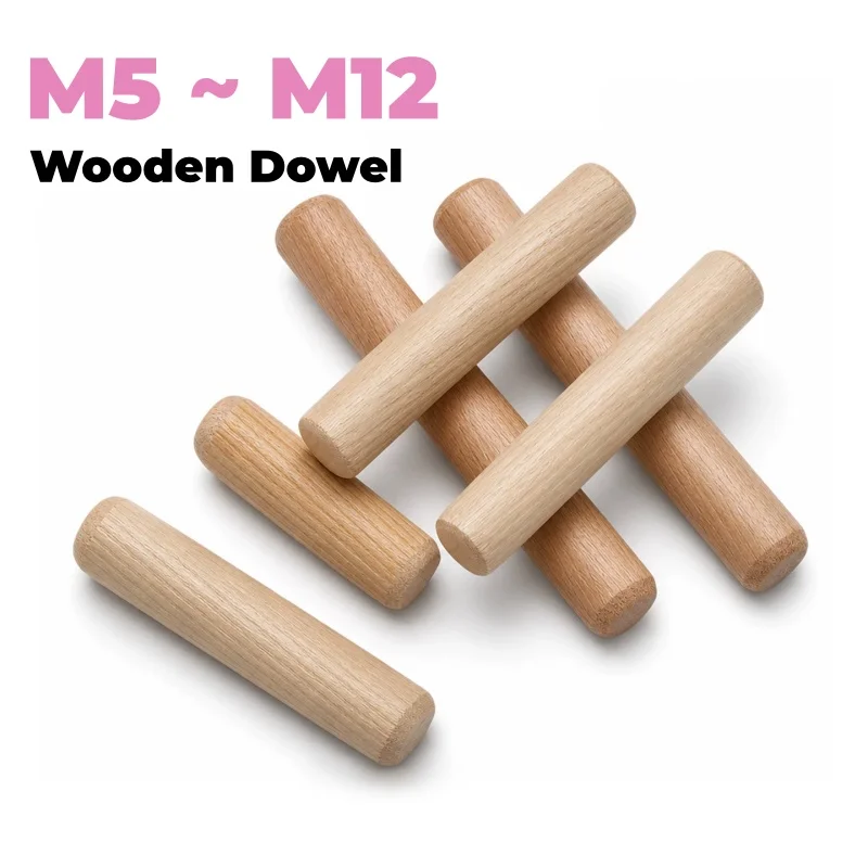 Wooden Dowel Cabinet Drawer Round Fluted Wood Craft Dowel Pins Fitting Wooden Dowel Pin M5 ~ M12