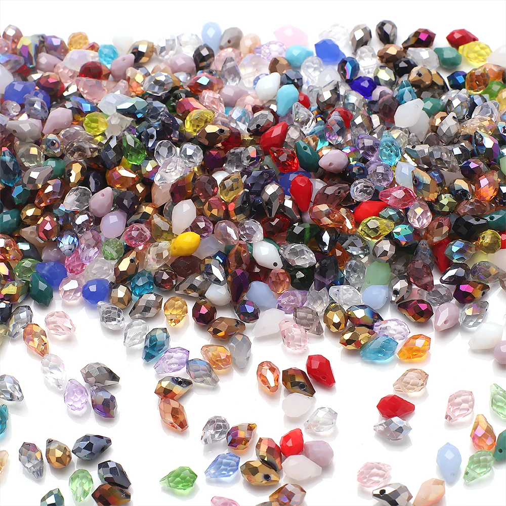 5x8mm 50pcs horizontal hole water drop multi-size mixed color collision color gradient color crystal glass diy bracelet accessor