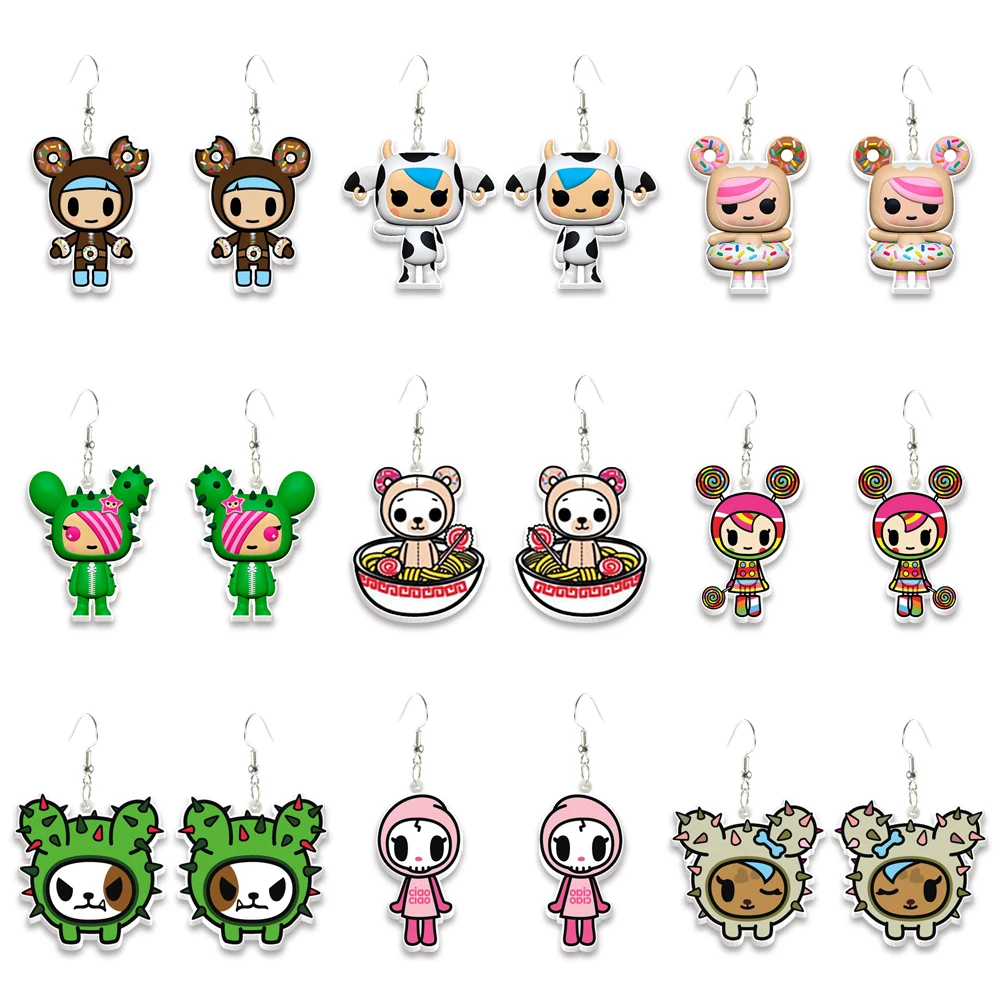 Hook Acrylic Drop Earrings Cartoon Character Resin Earrings For Kid Charm Gift Summer Jewelry Decoration