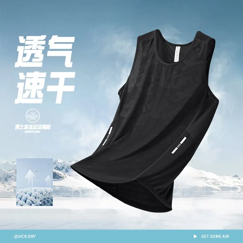 

New Fashion 3D Quick Dry Breathable Men's Tank Tops Summer Running Fitness Sports Vests Tees Casual Crew Neck Sleeveless T-shirt