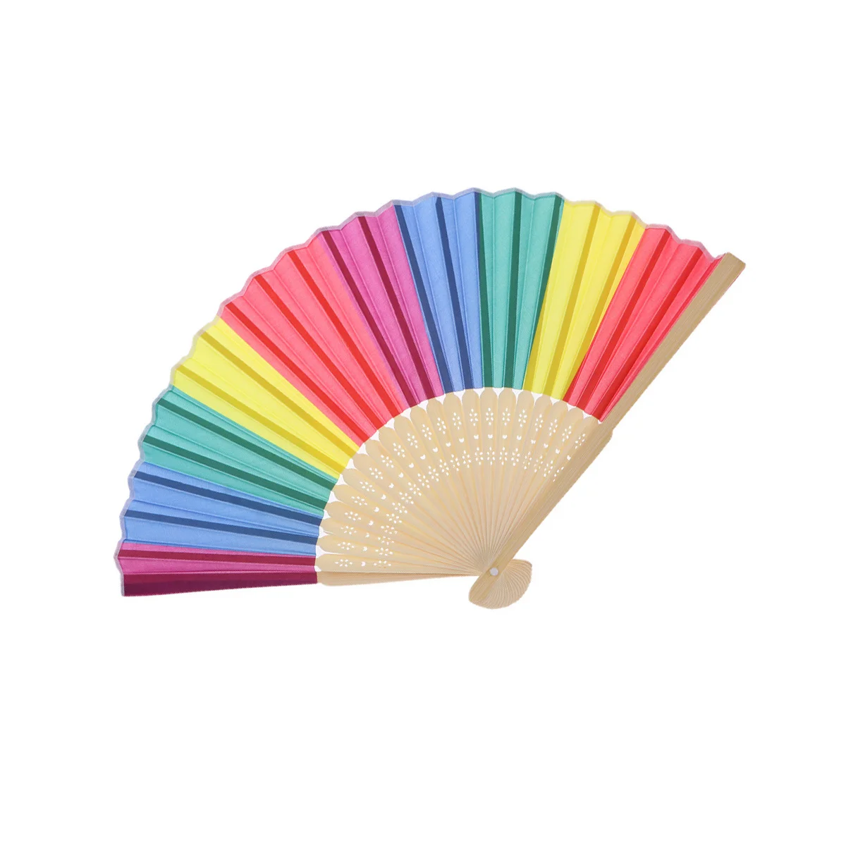

2pcs Rainbow Folding Fans Colorful Handheld Small Portable Wedding Festival Accessories Decoration Body Art Supplies