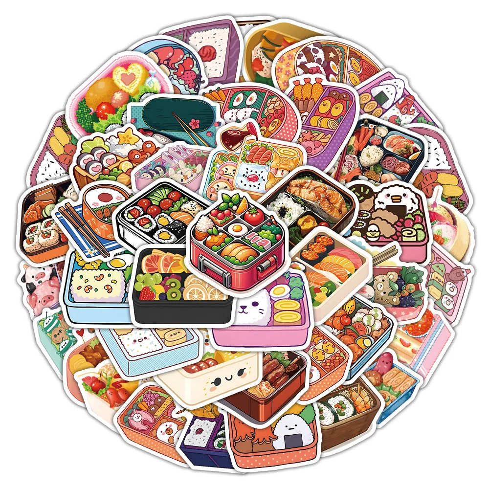 53 Stück japanische Küche Bento Aufkleber Cartoon Aufkleber Skateboard Gepäck Aufkleber