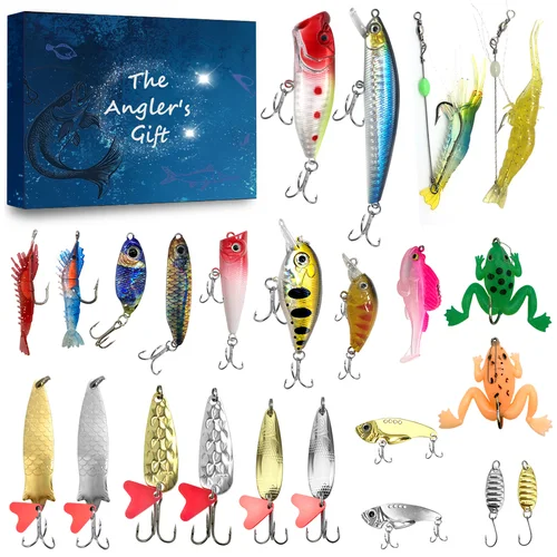 Imagen 1 del producto Calendario Cuenta regresiva para vacaciones: juego de cebo de pesca de 24 días adecuado para hombres adultos y adolescentes de pescadores, la mejor opción para vacaciones