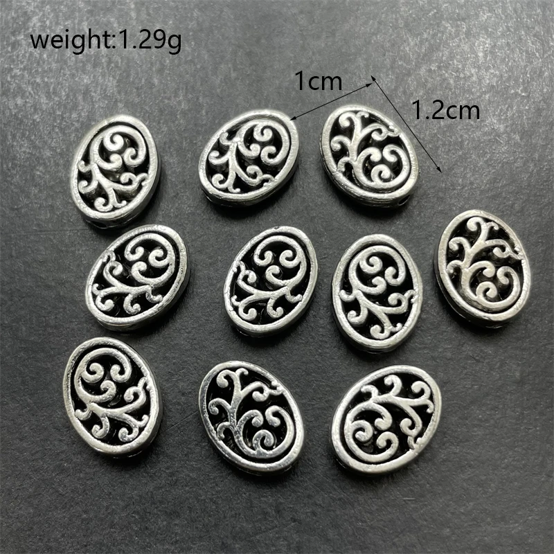 3-color Oval Spacer Bead Carving Various Flowers Shape Bracelet Gasket DIY Jewelry Making Necklace Earring Connector Accessories