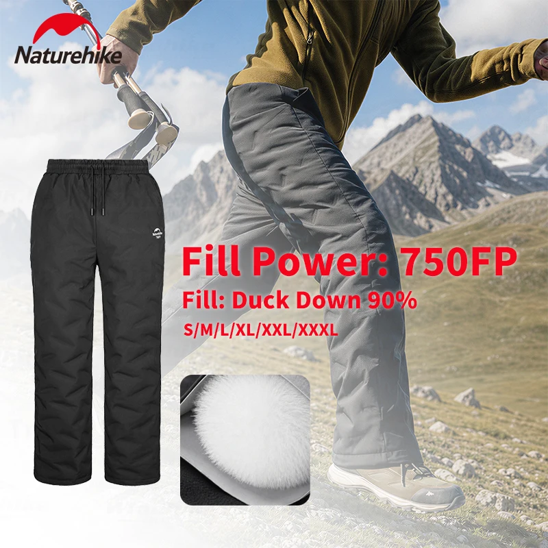 Naturehike White Duck Down Pants Ultralight Warm Trousers 750FP Winter Snow Pants Waterproof Ski Pants Camping Hiking Trousers