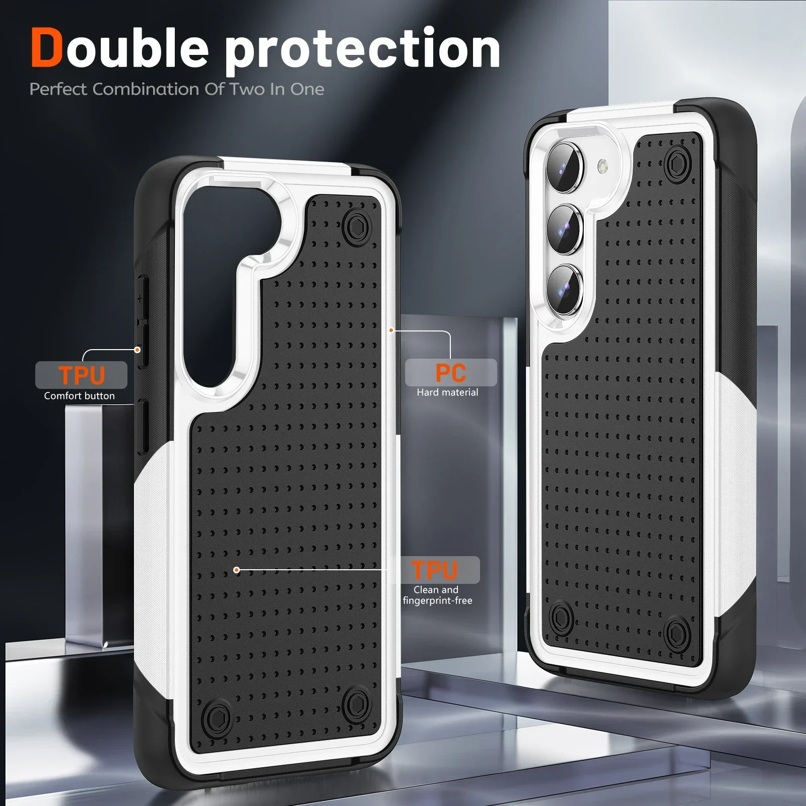 Non-fingerprint Dual Layer Armor Case for Samsung Galaxy S23 S24 Ultra S22 Plus S21 FE 5G S 22 23 21 Fall Protection Coque Capa