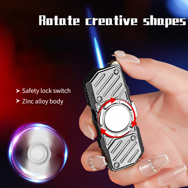 New Creative Fidget Spinner Metal Windproof Personalized Mecha Metal Alloy Straight-through Lighter Decompression Gift for Men