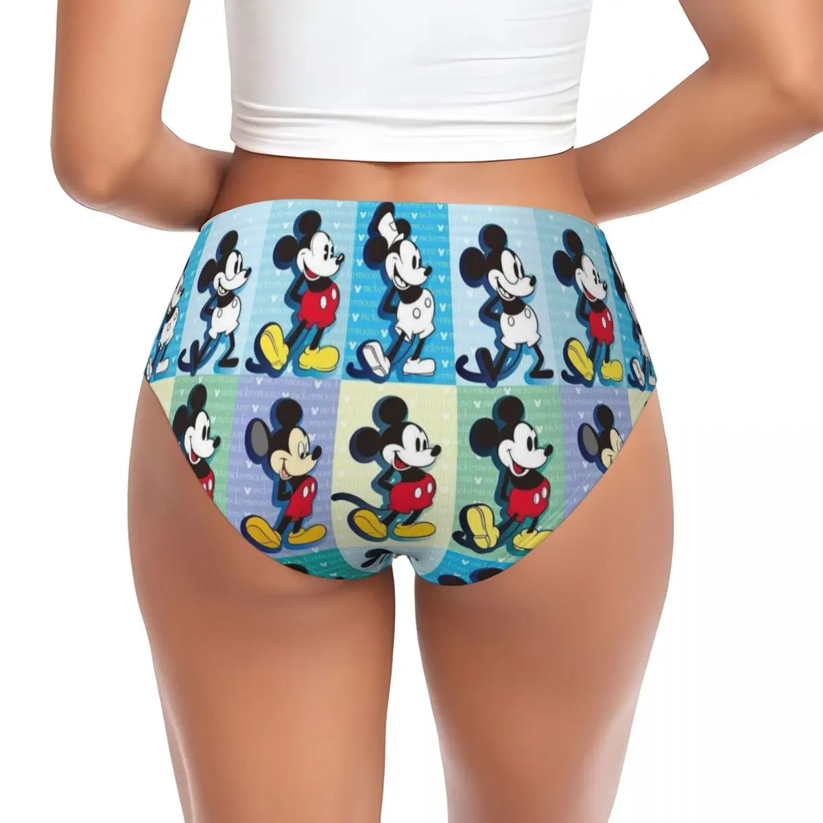 Custom Mickey Mouse Manga Brief Panties Women's Breathable Cartoon Underwear