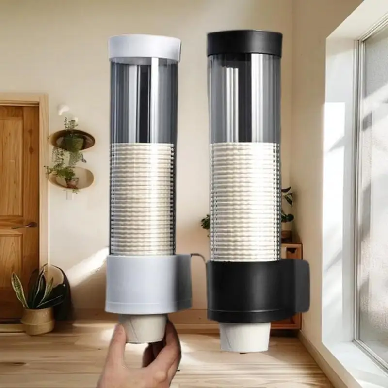 Disposable Cup Extractor Wall Mounting Disposable Paper Cup Dispenser Plastic Cup Holder Dispenser Automatically Drops Cup