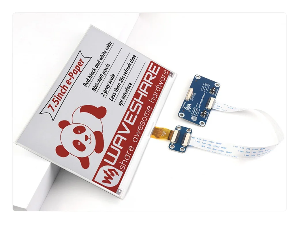 Sombrero de pantalla de tinta electrónica de papel electrónico de 7,5 pulgadas (B) para Raspberry Pi, 800 × 480 píxeles, tres colores rojo/negro/blanco, interfaz SPI