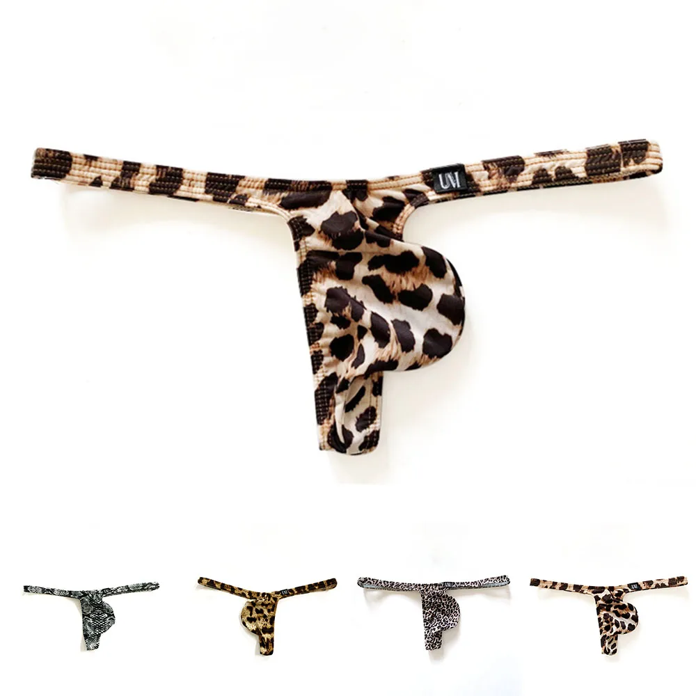 Underpant Pantys اللباس الداخلي سيور رجل ملخصات العصرية ليوبارد طباعة ملابس داخلية للرجال تنفس منخفضة الخصر ثونغ ملخصات #6
