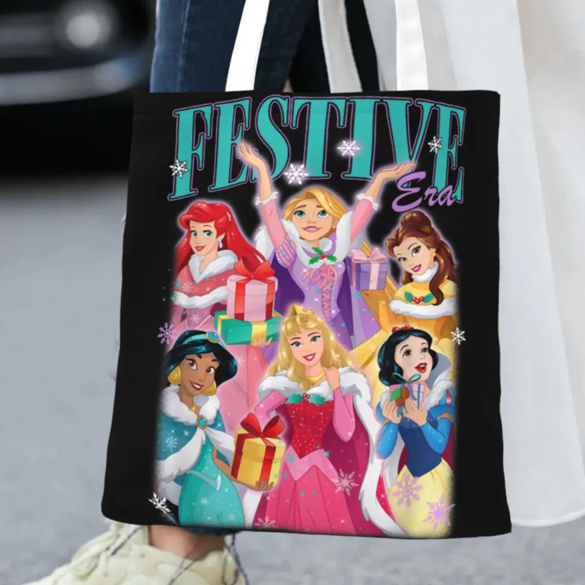 

Princess Christmas Festive Era Holiday Attire Poster Shopper Bag Shoulder Bag Woman Travel Polyester Tote Bag Funny Handbags