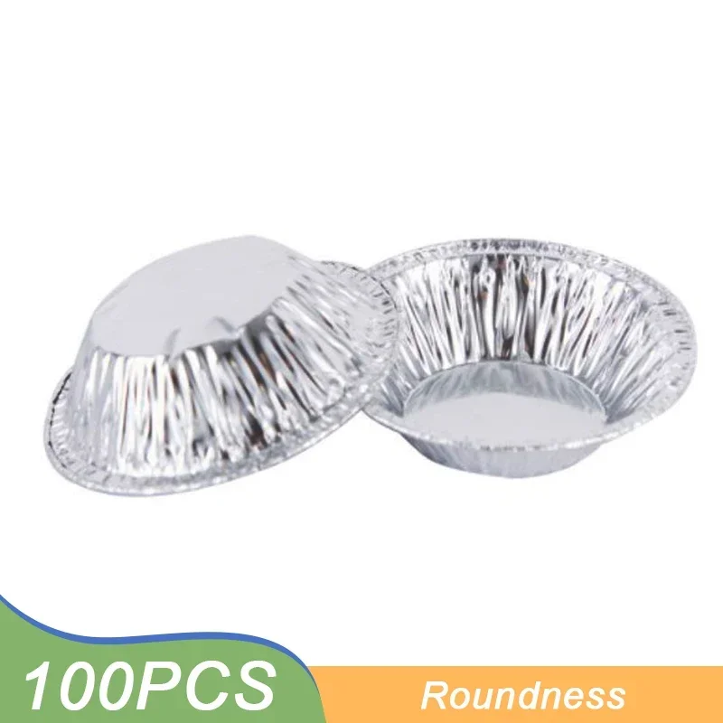 50/100Pcs Reusable Aluminum Foil Baking Cups Egg Tart Pan Cupcake Case Tar Cake Mold Bakewares with Tin Barbecue Seasoning Cup