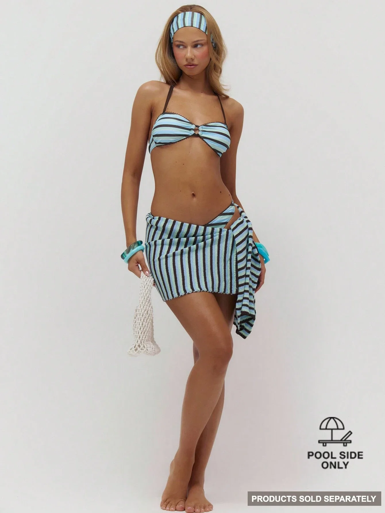 

Striped Knit Tie Sarong Beach Cover Up Summer Vacation Travel