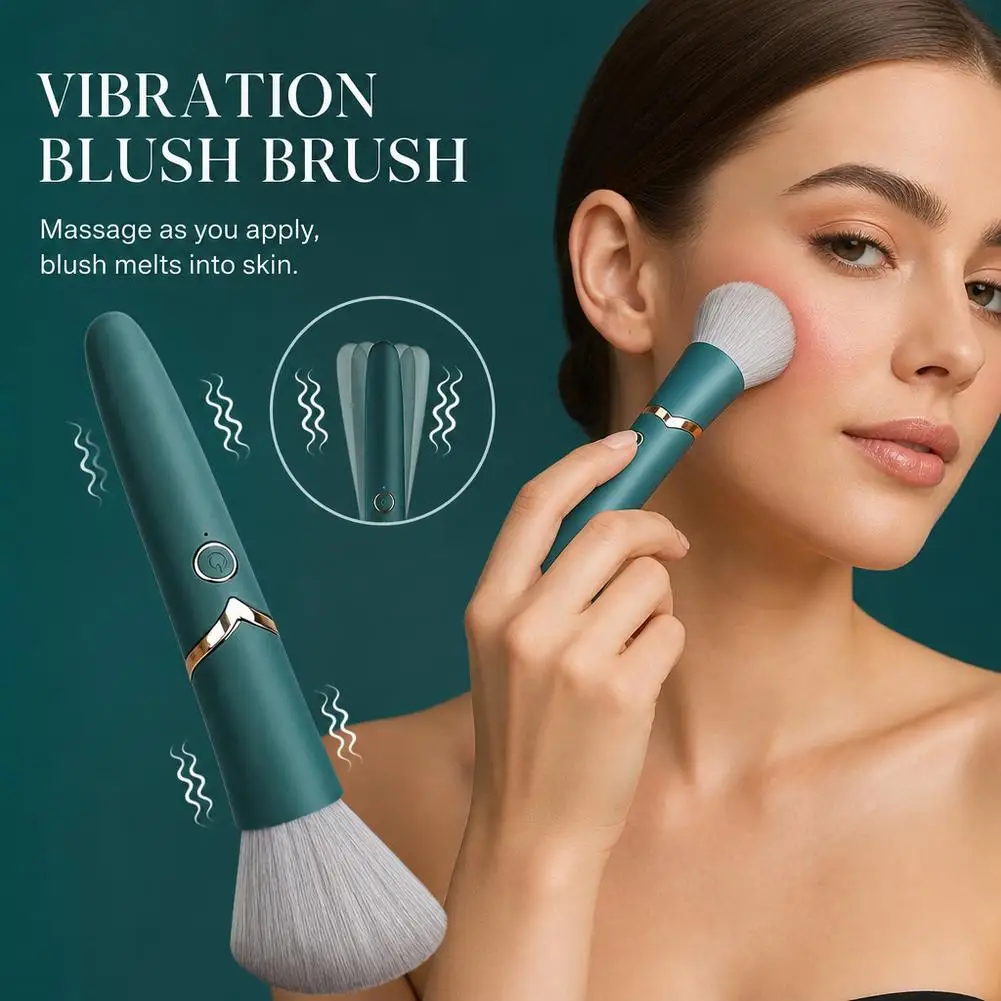Pincel de Maquiagem Elétrico com Vibração Sônica para Base Líquida, Pó e Blush, Ferramenta Ergonômica Recarregável por USB para Massagem Facial