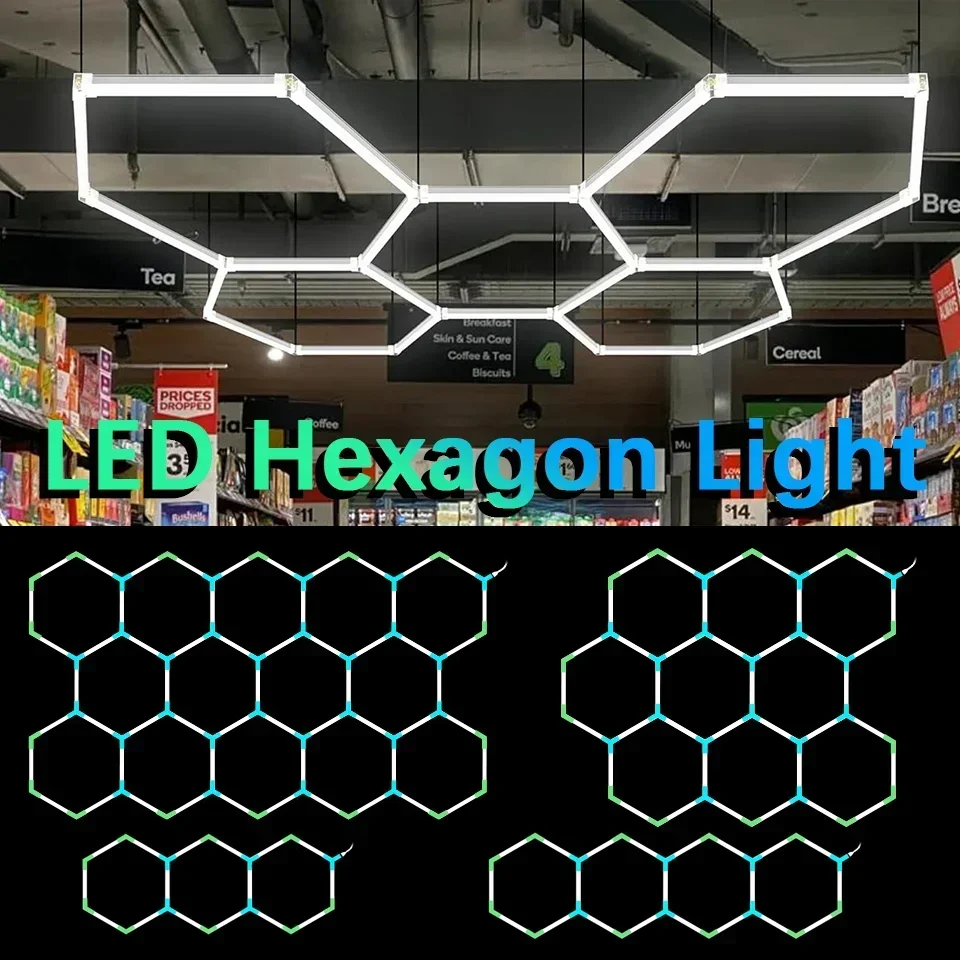 Hexagon Garage Light 575mm Tubes AC85-265V Honeycomb Led Light Garage Light Ceiling Lighting For Auto Car Body Repair Workshop