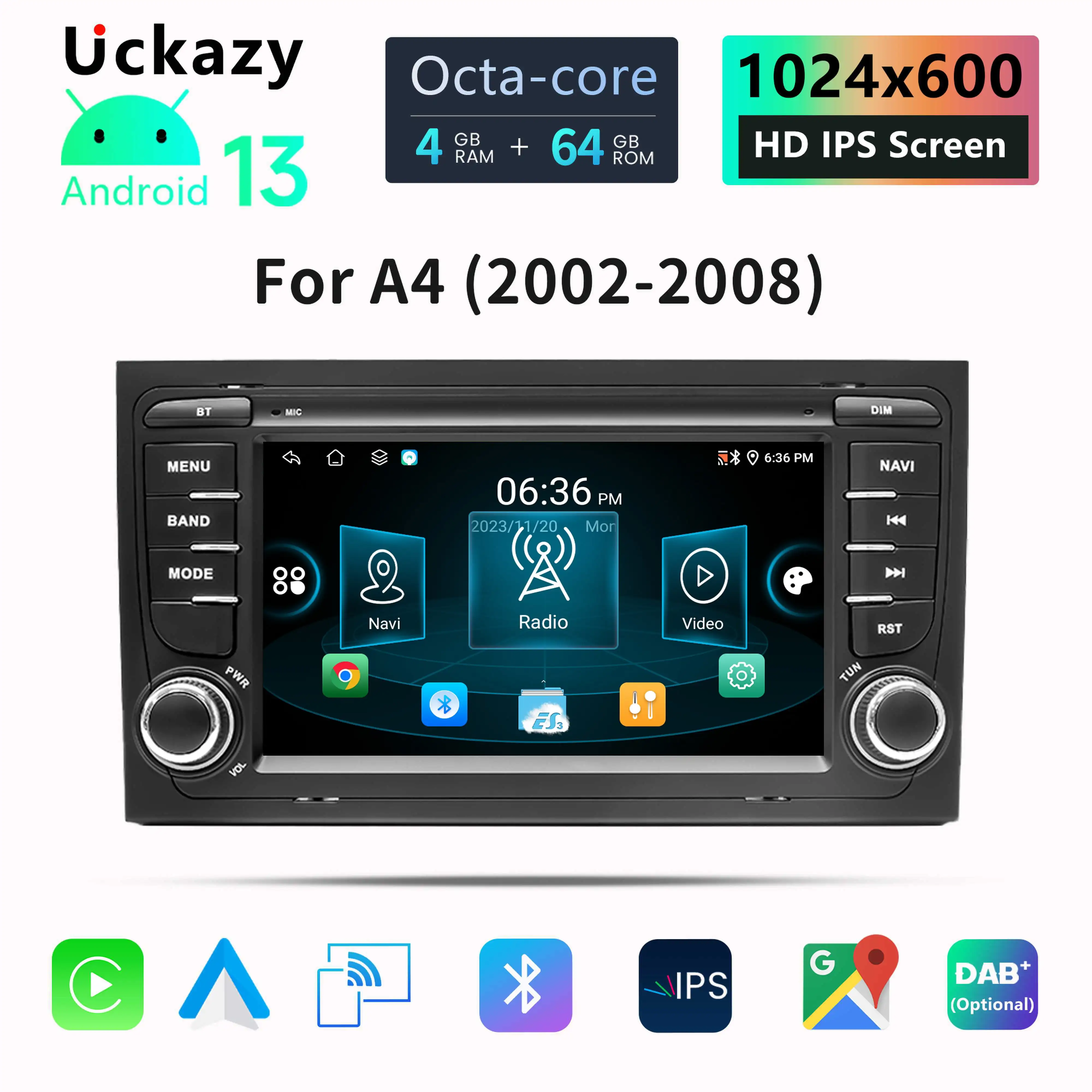 2 Din Android 13 Car Radio For Audi A4 B6 B7 S4 B7 B6 RS4 Seat Exeo 2002-2008 RS4 B7 Radio 2008-2012 Multimedia GPS Audio Stereo