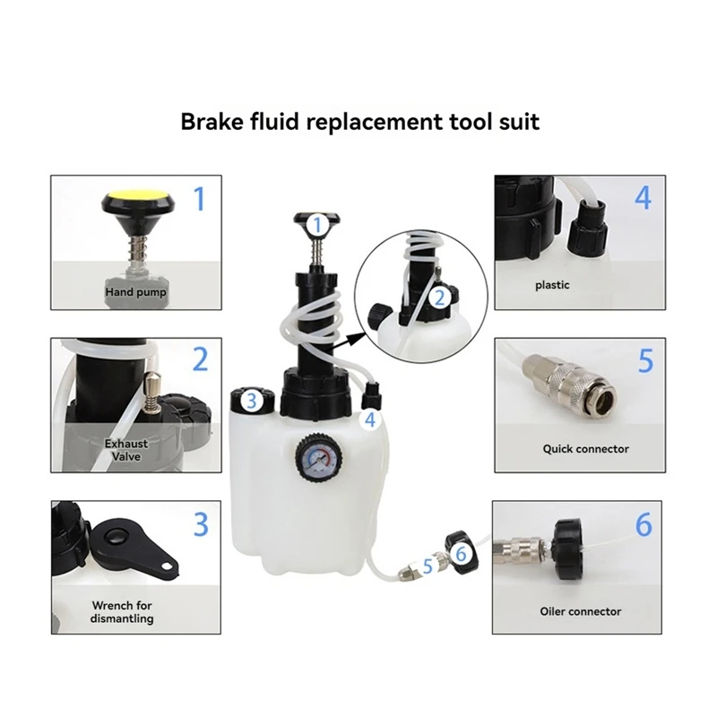 3L Car Brake Fluid Tank Replacement Tool Kit Exchange Drained Kit Oil Change Purge Tank Tubes Replacement Tool