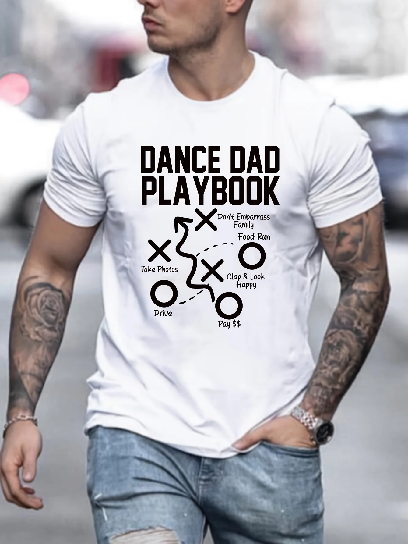 

Мужская модная спортивная футболка с короткими рукавами и принтом Dance Dad Playbook,
