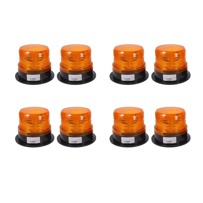 8 X Amber LED Beacon Strobe Emergency Flashing Light Warning Lamp Truck 12V 24V