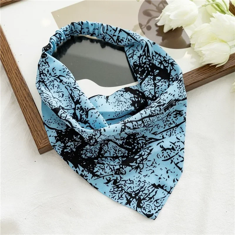 Bohemia Women Bandana Hair Scarf Summer Vintage Printted Chiffon Head Scarf Elastic Hair Bands Headwear Turban Femme Wholesale