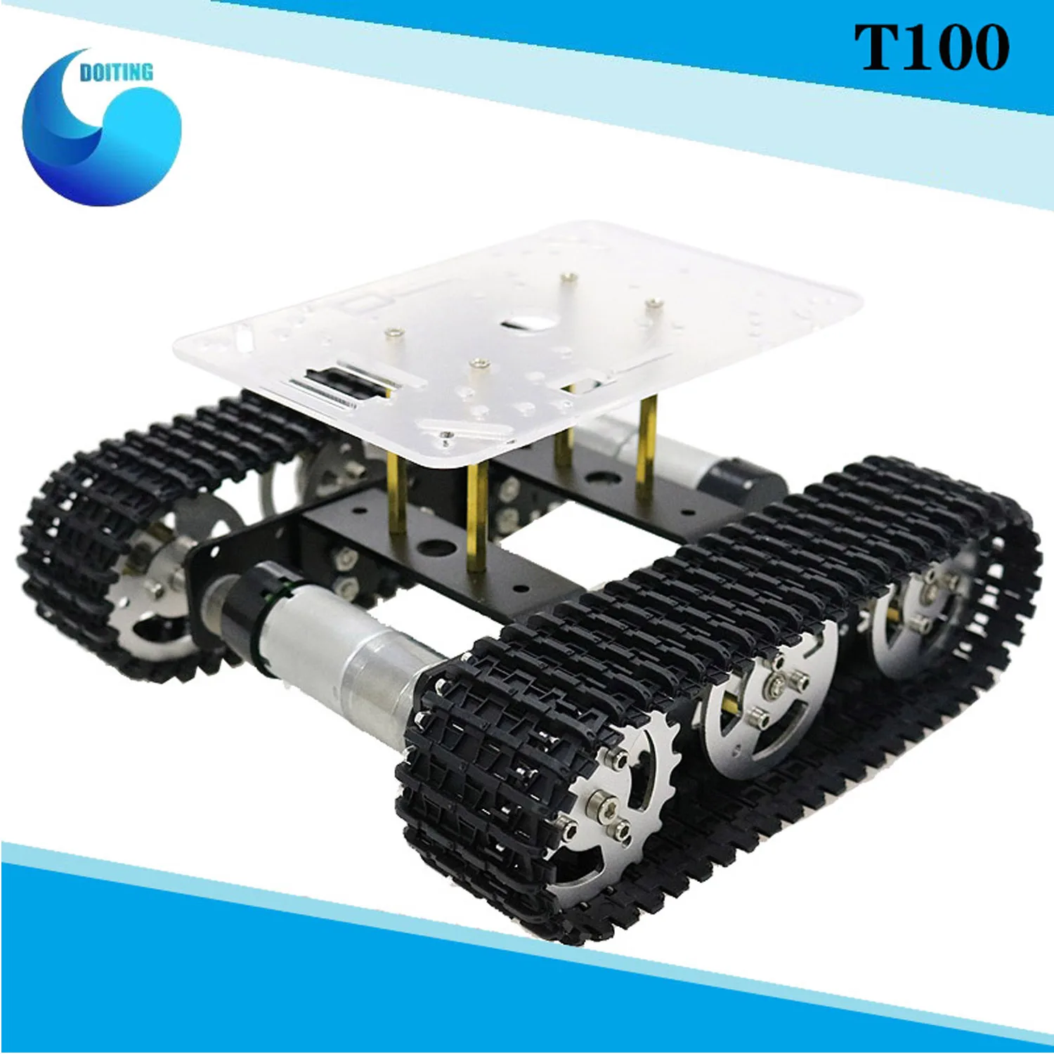 

RC Metal Robot Tank Car Chassis mini T100 Crawler Caterpillar Tracked Vehicle with Plastic Track for Arduino diy educational kit