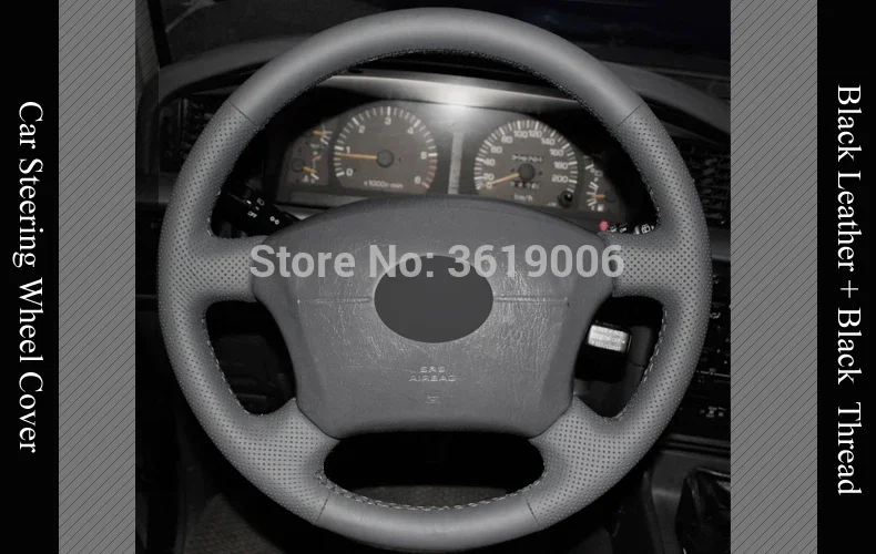 smRKE For Toyota Land Cruiser Prado 120 Hand-stitched Anti-Slip Gray Leather Gray Thread DIY Steering Wheel Cover