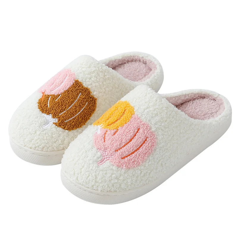 

Модные женские домашние тапочки без шнуровки на платформе, повседневные мужские пары с рождественским принтом, обувь больших размеров для женщин, хлопковая теплая обувь