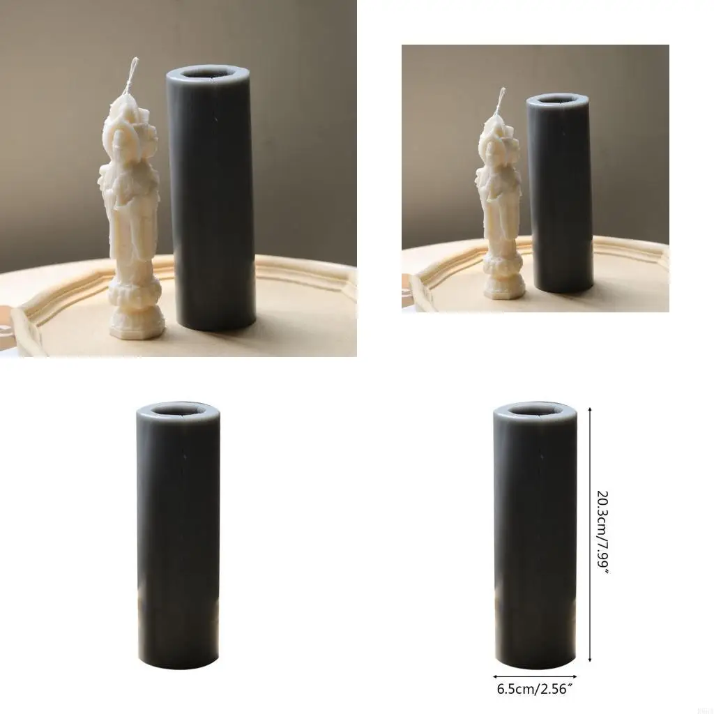 

R66A Long Three-faced Guanyin Statue Candles Silicone Mold