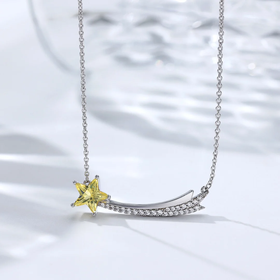 IN JEWELIFE Yellow Cubic Zirconia Charms Shooting Star Pendants Women Simple Girls Jewelry Meteor Necklaces