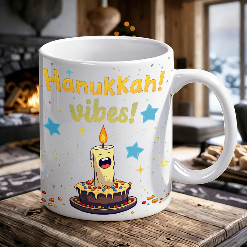 

Cute cartoon candle donut ceramic mug, coffee cup, milk cup, office tea cup, drinking cup, fade-resistant, gift for friends