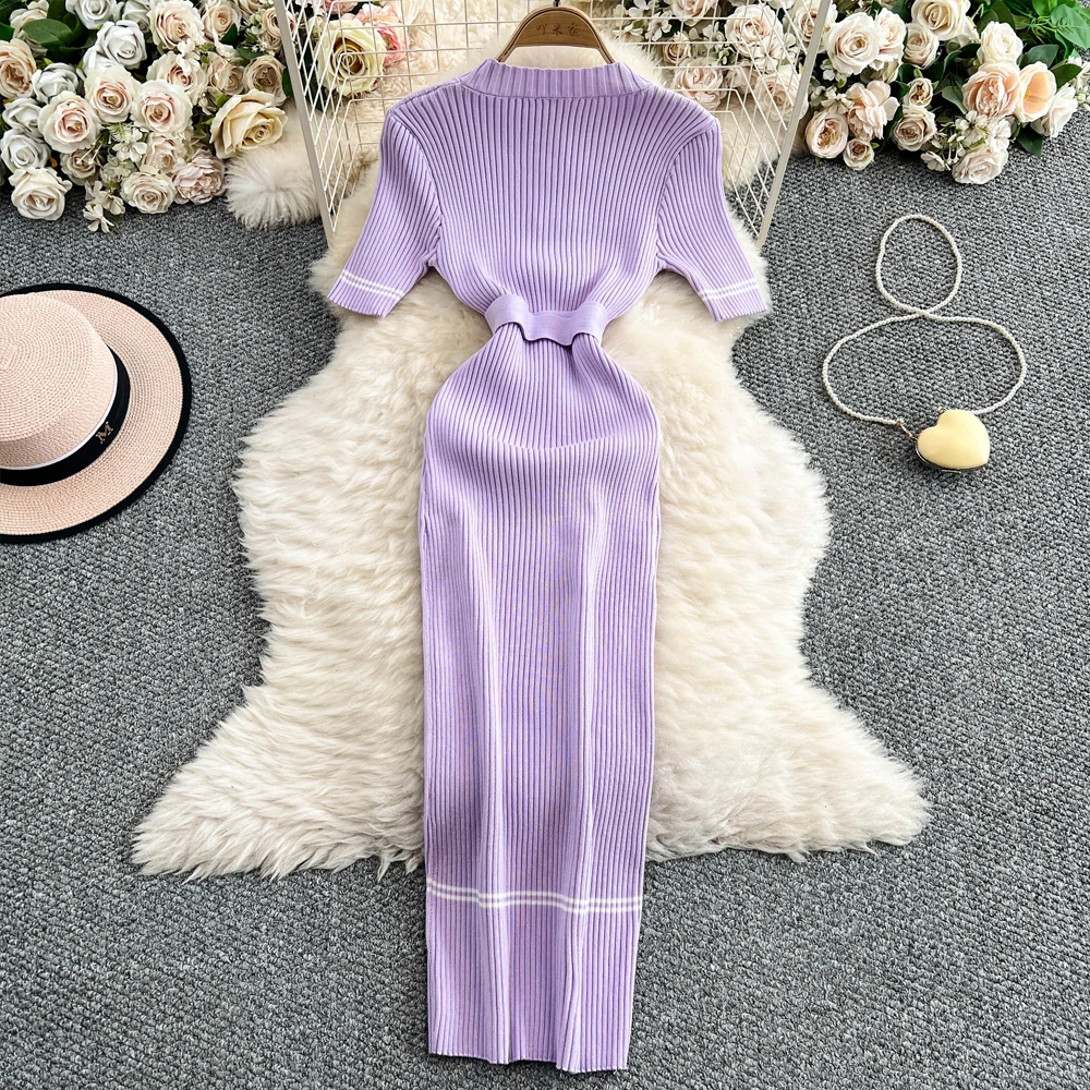 YuooMuoo marka moda damska sukienka 2025 lato z paskiem Bodycon długi sweter sukienka elegancka biurowa damska sukienka ołówkowa Party Vestidos