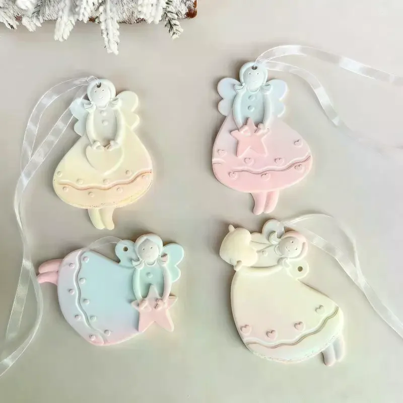 【New】1Pcs Christmas Tree Hanging Ornament Plaster Concrete Resin Mould DIY Angel Love Girl Silicone Mold Girl Craft Supplies