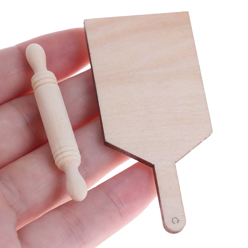 1:12 Dollhouse Miniatures Kitchen Cutting Board Rolling Pin Set Accessories Toys