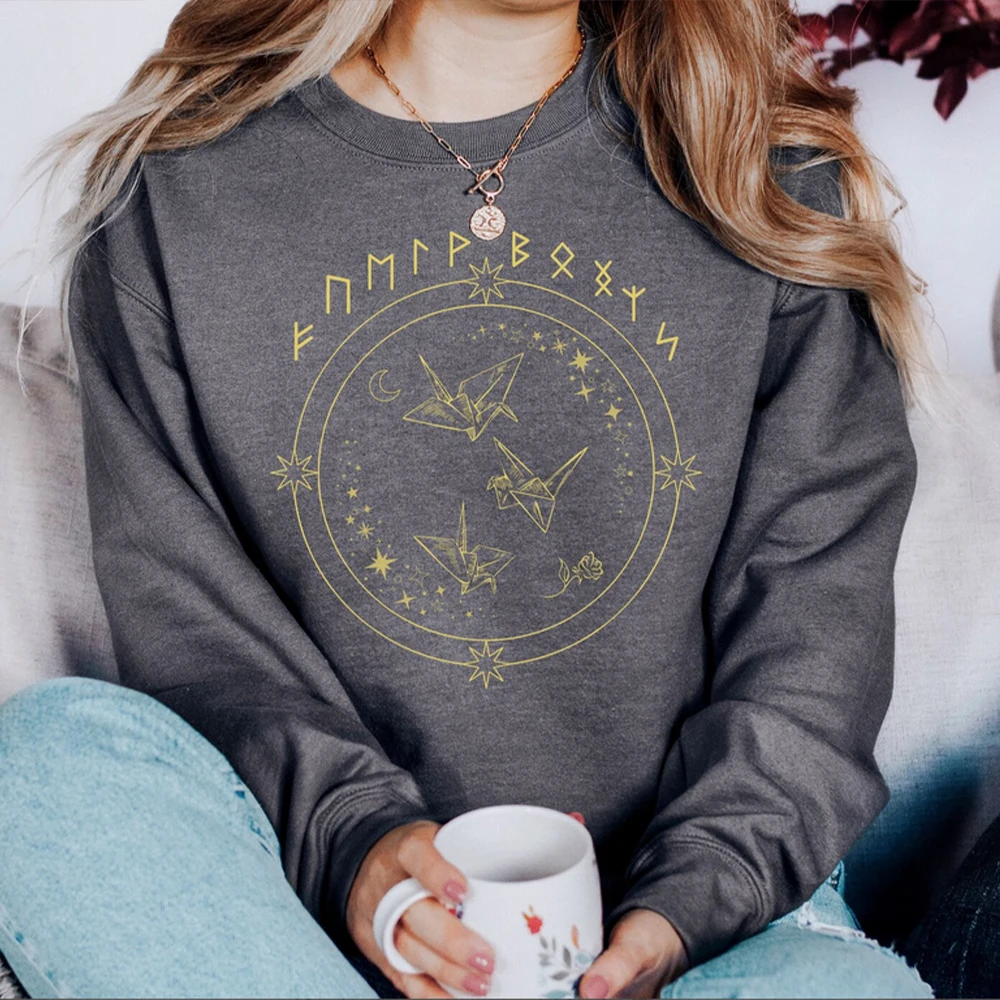 Runes Sweatshirt Dramione Sweater Fanfic Lover Gift Draco Fanfic Pullover Paper Crane Manacled Graphic Sweatshirts Bookish Tops