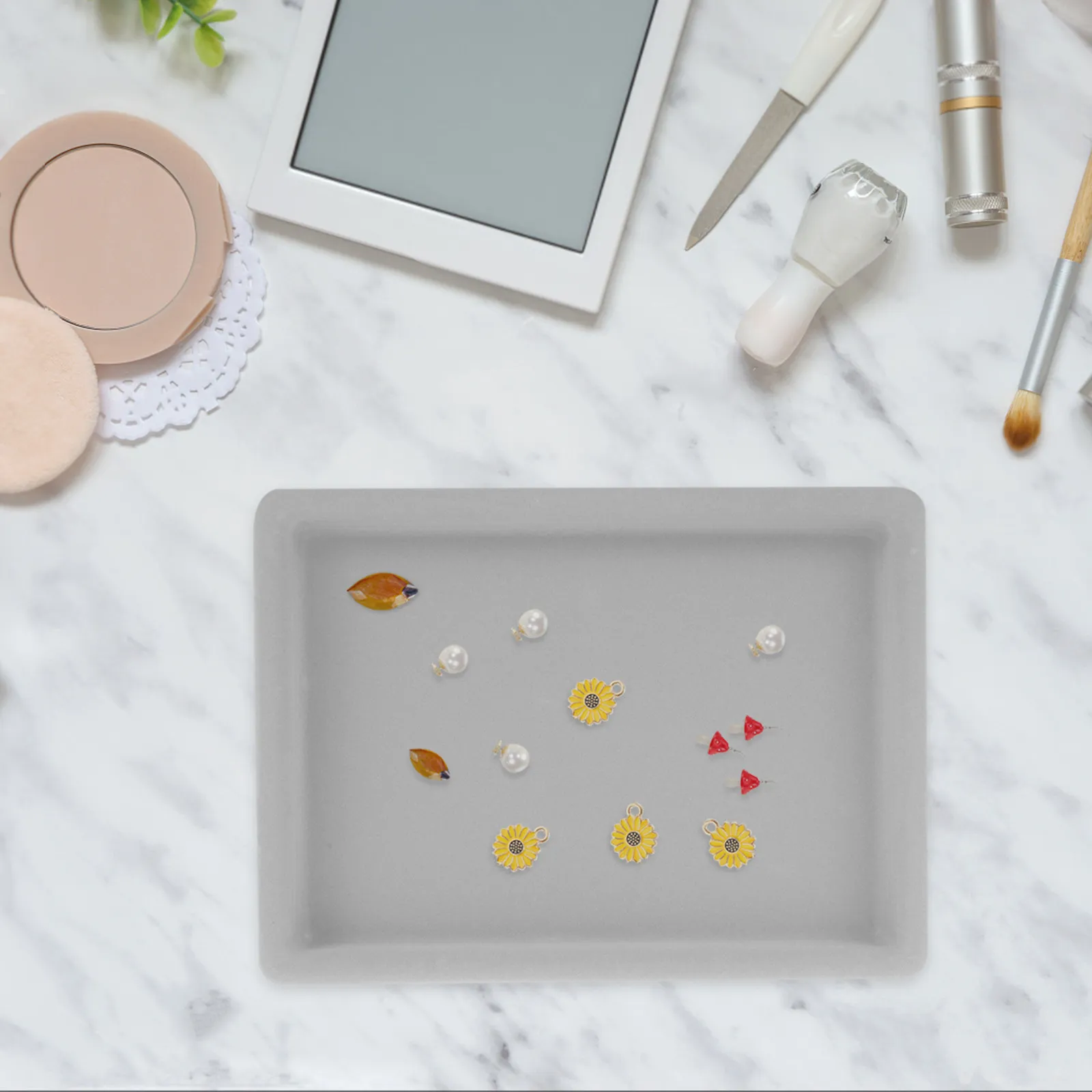 Jewelry Storage Tray Organizer Ring Earring Necklace Bead Holder Soft Surface Plastic Beading Tray Jewelry Design Board Display