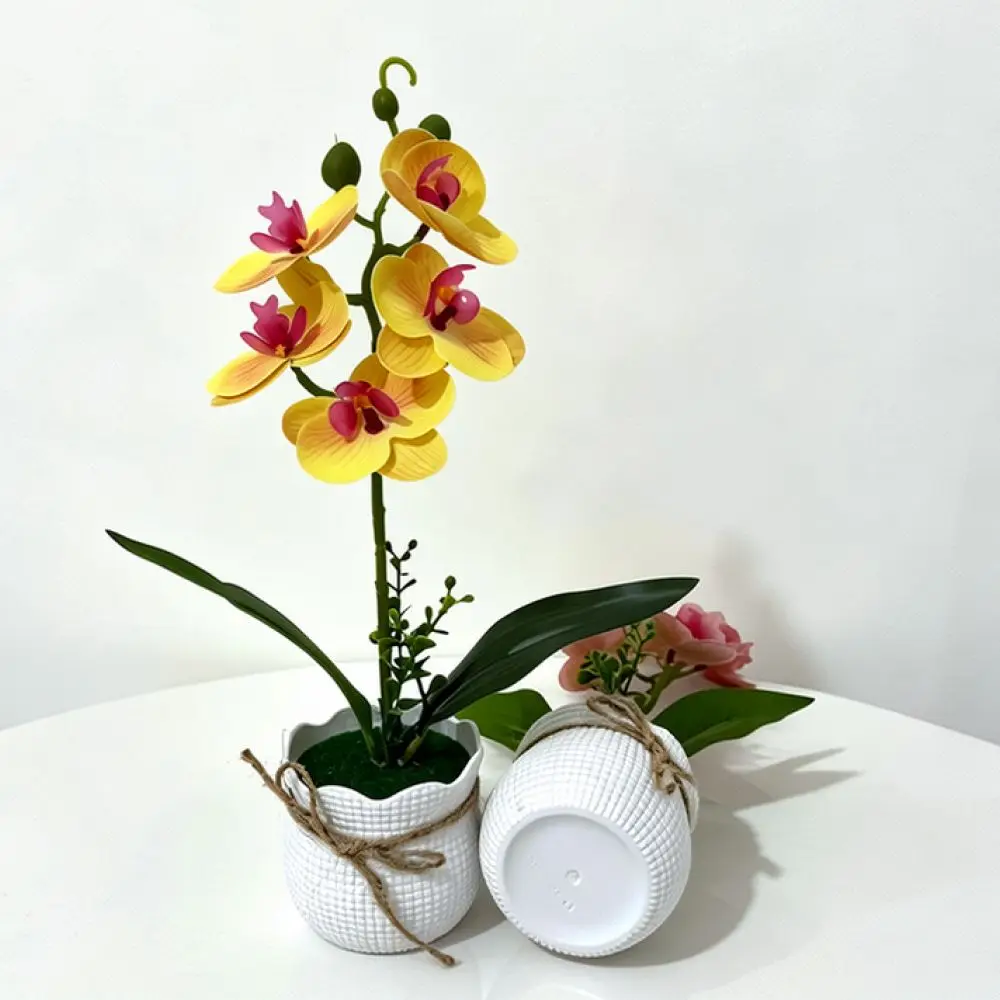Decorative Faux Phalaenopsis Bonsai For For Baonong Home Interior Arrangement Artificial Flower Plant Pot Office Desk Decor