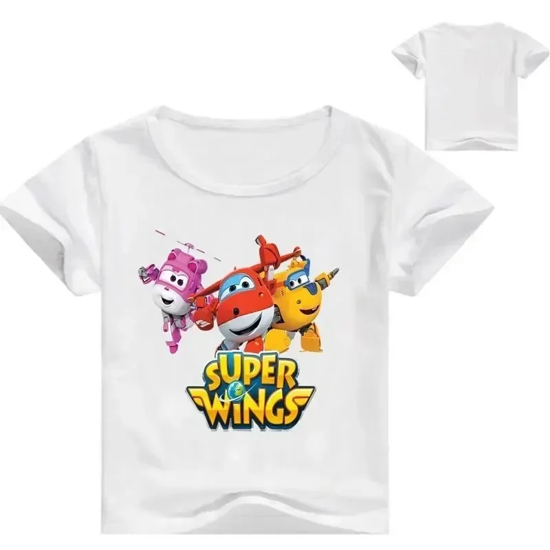 Boys T Shirt Summer Super Wings Cotton T-shirt Kids Funny Harajuku Fashion Short Sleeve Top Boys&Girls Tee Tops 4-12 Years