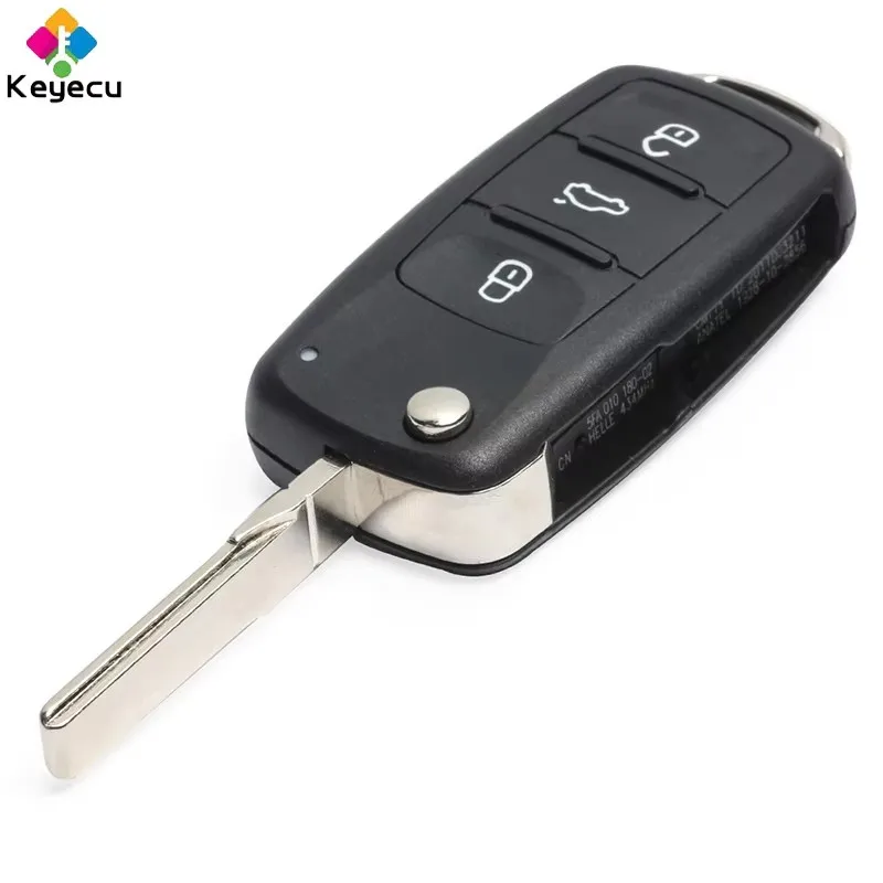 KEYECU Kluczyk zdalnego sterowania typu flip do Volkswagen Caddy Polo Transporter Beetle Jetta Touran Golf 6 Tiguan Eos Sharan UP 5K0 837 202 AJ